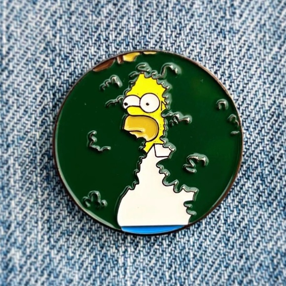 Homer Simpson Hiding in Bush Meme Enamel Pin Funny The Simpsons Brooch Badge - Picture 5 of 6